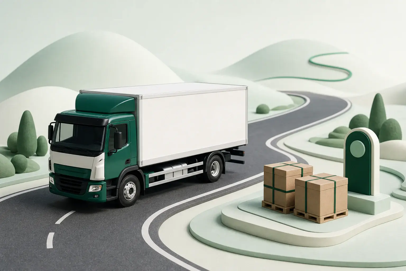 A Buddy-Mover truck on the highway during a long-distance move to Ganja